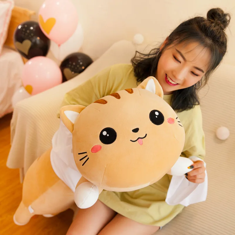 

Симпатичная мягкая длинная подушка для кошек 50-70 см, плюшевые игрушки, мягкая подушка для сна в офисе, Подушка для сна, Подарочная кукла для д...