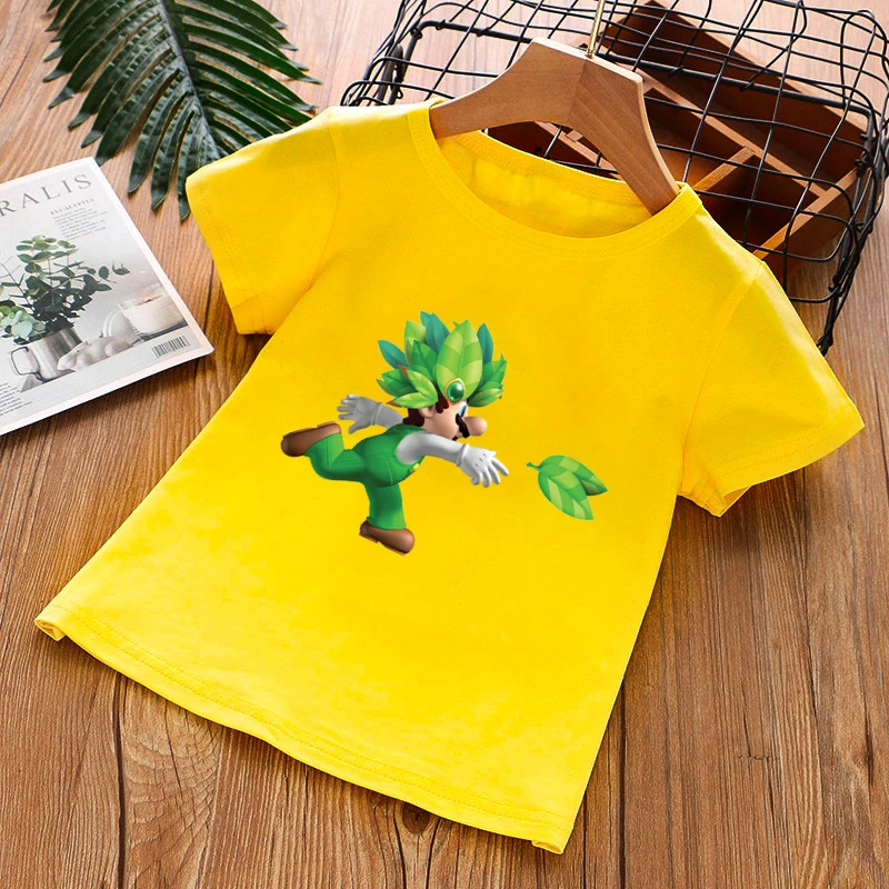 

Boy's Clothes Classic Game Super Mario Print T-Shirt Girls Fun Top Kids 2021 Summer Clothes Teenagers Pure Cotton Clothes