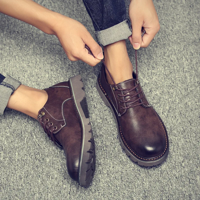 

Men's shoes summer new men's leather shoes British retro small leather shoes casual wild big head leather shoes