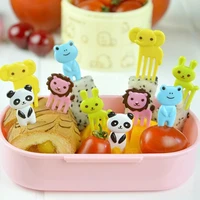 10pcsset bento kawaii cute animal food fruit picks forks lunch box accessory decor tool