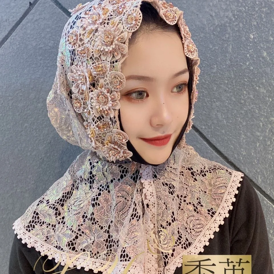 Мусульманский Исламский женский роскошный свадебный кружевной шарф хиджабы |