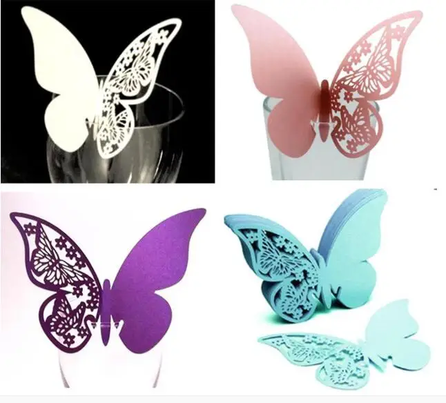 20pcs/lot Laser Cut-out Butterfly Wedding Decoration Birthday Party Cup Card Table Name Wine Food Guest Seats Place Cards Favor | Дом и сад