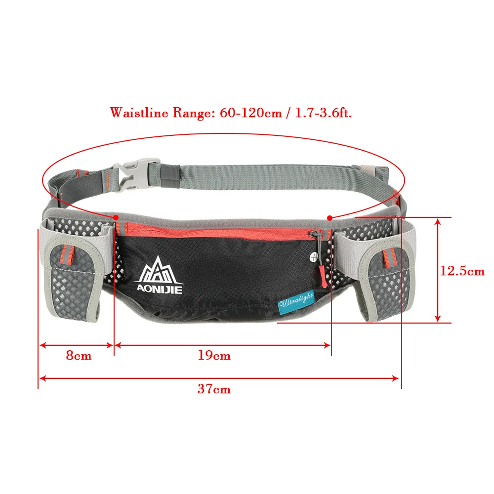 AONIJIE Men Women Running Waist Bag Hydration Belt Bottle Waterproof Jogging Fanny Packs Waist Pack with Two Water Bottle 250ml