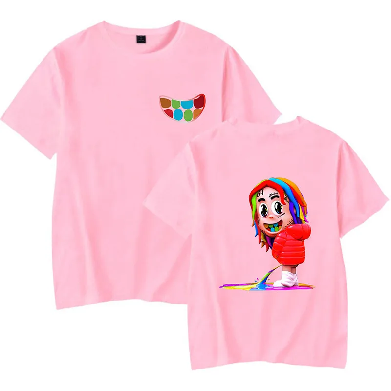 

Футболка Rapper 6IX9INE с мультяшным принтом для мужчин и женщин, футболка с коротким рукавом, уличная одежда в стиле хип-хоп, футболка, футболка, с...