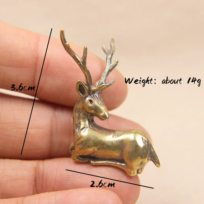 

Ретро латунная Рождественская миниатюрная фигурка лось, праздничное украшение, аксессуары, мини-Статуя оленя, настольное украшение, современный декор