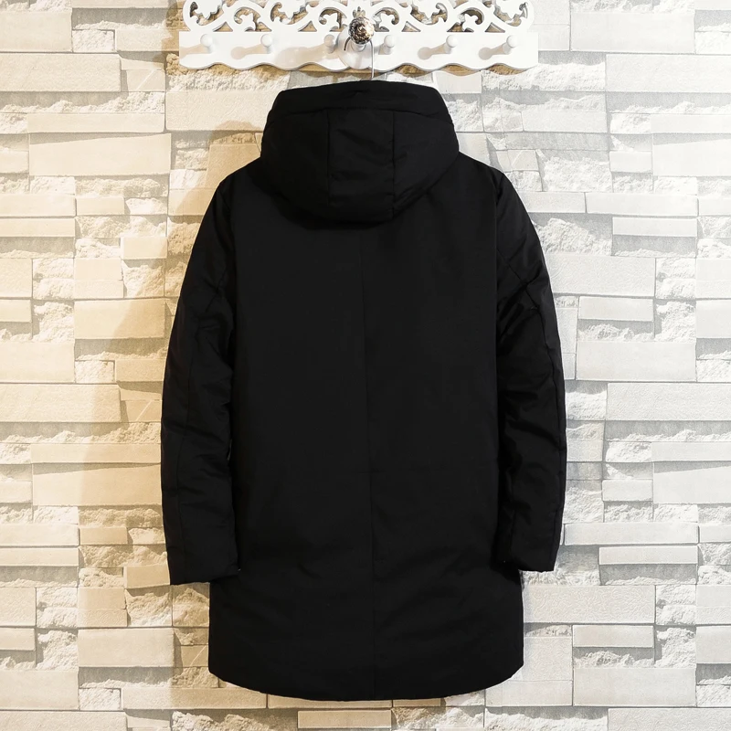 Пуховик мужской на белом утином пуху с капюшоном батальных размеров