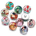 DB0576, красивые пуговицы с цветами для девочек, 18 мм, 10 шт., разнообразные круглые стеклянные кабошоны в стиле для ювелирных изделий