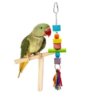 creative bird toy colorful natural wooden bird cage hanging toys with tassel interactive parakeet pigeon chew toys accessories