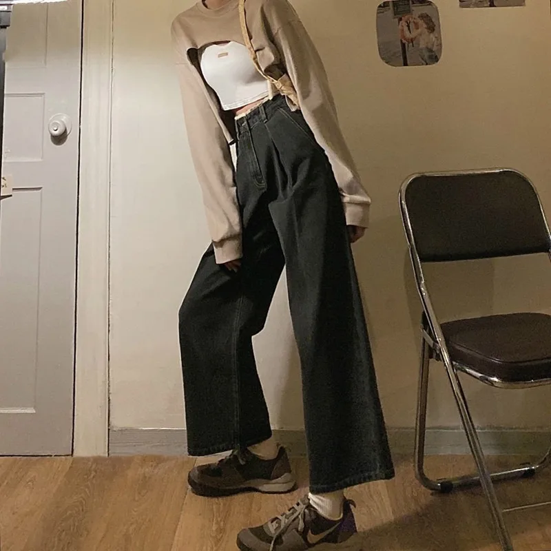 

GOOHOJIO Spring Autumn Fashion Cotton Denim Jeans Women 2020 New High Waist Retro Harem Washed Office Lady Casual Jeans Female