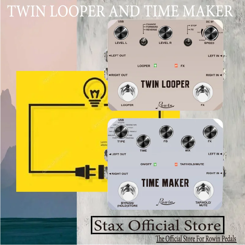 Педаль гитарная Rowin серии Twin Looper &amp Time Maker и металлические педали с металлическим