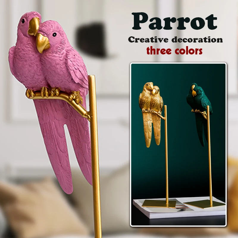 

Multi-Color Nordic Resin Parrot Bird Ornaments Animal Statue Sculpture Crafts Indoor Home Living Room Decoration Figurines
