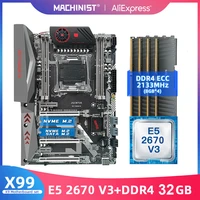 jingyue x99 motherboard set lga 2011 3 with inte e5 2670 v3 processor 32g48 ddr4 ecc memory support usb3 0 sata3 titanium d4
