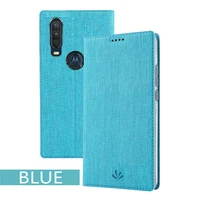 luxury automatic magnetic flip case for motorola moto one action motorola one action fabric texture leather cover shell