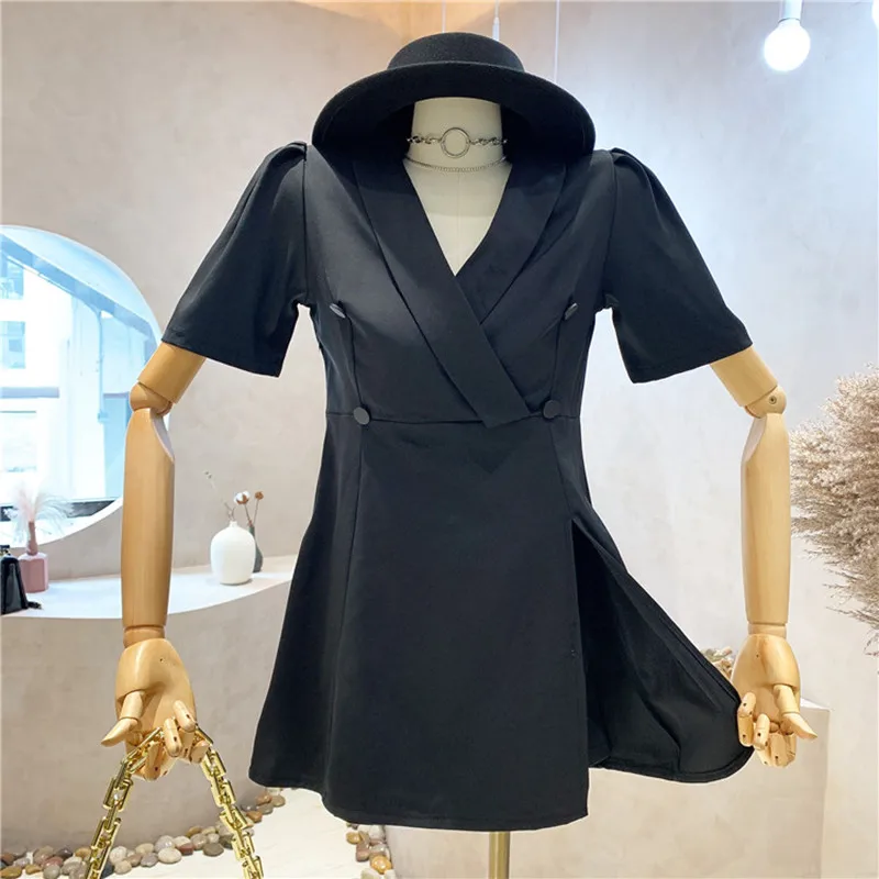 

Niche Design New Women's Clothing Summer 2021 Short Sleeve Design Sense Split Blazer Dress + Shorts Two Piece Set