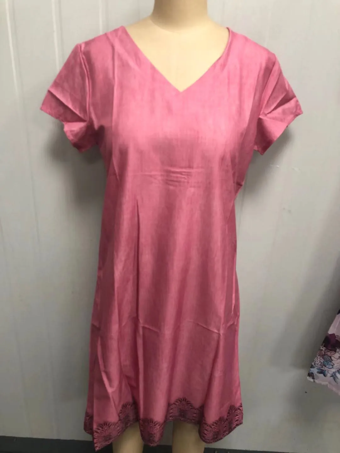 

Big Size Dress Women Summer Dress Loose V Neck Short Sleeve Solid Color Dresses Plus Size Women Clothing Dress Vestidos