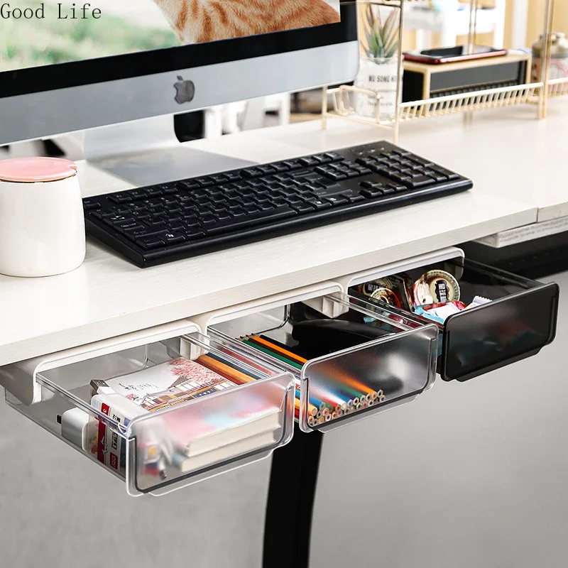 Under Desk Storage Drawers Dorm Small Invisible Drawer Box Home Office Stationery Organizer | Дом и сад