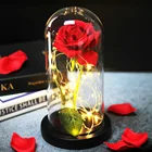 Дропшиппинг подарок на день матери Красавица и Чудовище Красная Галактика Роза в стеклянном куполе со светодиодной подсветкой Рождественский подарок на день Святого Валентина