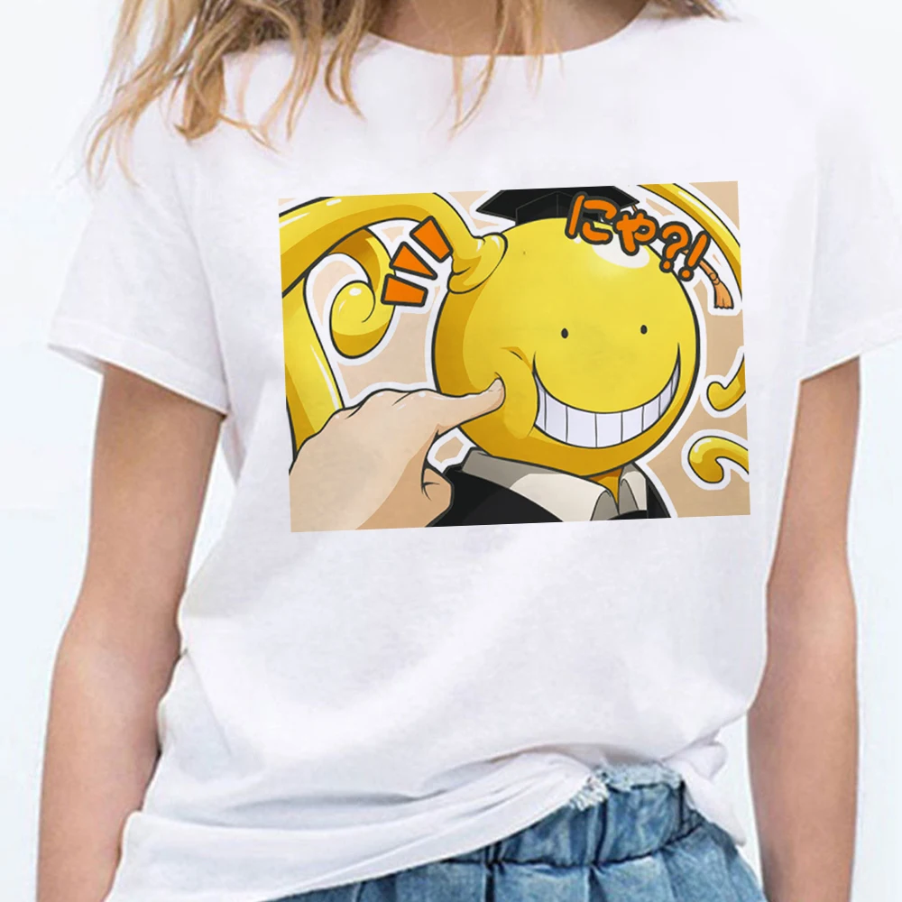 

Cute Anime Style Woman Shirts Assassination Classroom Japanese Cartoon Printed Loose Short Sleeve Creative Women Summer Tops