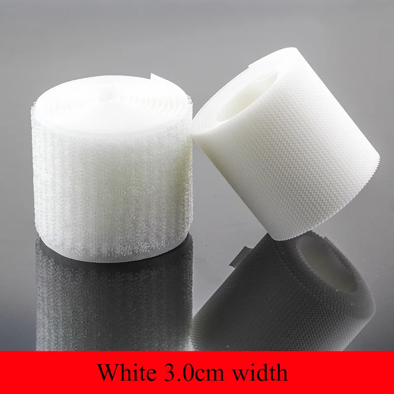 White 3.0cm 1 м супер гладкая крепежная лента назад к спине крепкие крючки и петли кабельные стяжки занавес застежка velcros - Цвет: White 3.0cm