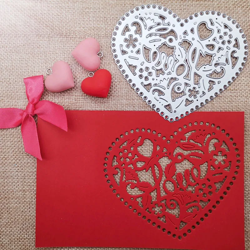 

New Metal Cutting Dies Scrapbooking heart love greeting card leaves DIY Album Paper Card Craft Embossing stencil Dies 100*80mm