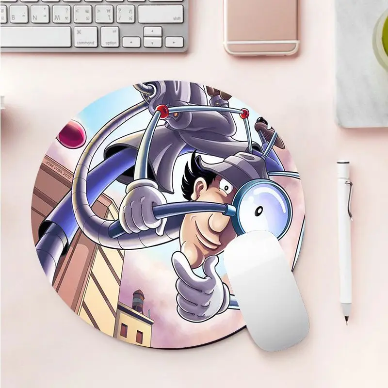 

Non Slip PC Disney Inspector Gadget round Mouse pad PC Computer mat gaming Mousepad Rug For PC Laptop Notebook
