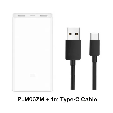 2C Add Type-c cable Xiao mi power Bank 20000mAh 2C портативное зарядное устройство mi внешний аккумулятор power bank 20000 mah Поддержка QC3.0 Dual USB для мобильных телефонов - Цвет: 2C Add Type-c cable