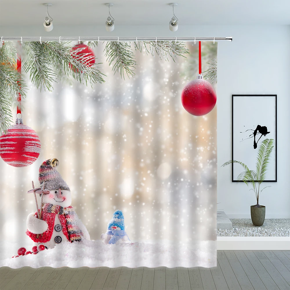 Cartoon Christmas Shower Curtains Santa Claus Snowman Winter Snow Scenery Xmas New Year Bathroom Decor Cloth Curtain Sets Cheap | Дом и сад