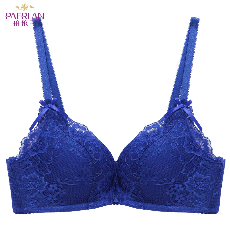 PAERLAN Gathered Sexy FLoral Lace Lingerie Bow Adjustable Front Buckle Comfortable Women's Bra Without Underwire | Женская одежда