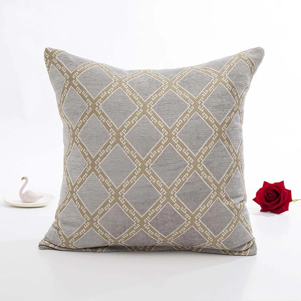 

Европейский чехол для подушки Винтаж наволочка из шенили жаккардовая Подушка, обтянутая сетью чехол Клетчатый узор элегантные чехлы для до...