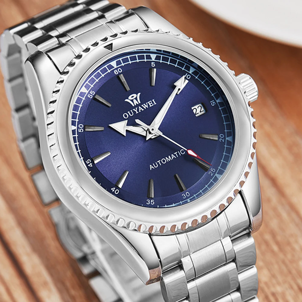 Роскошные золотые серебряные автоматические механические часы для мужчин