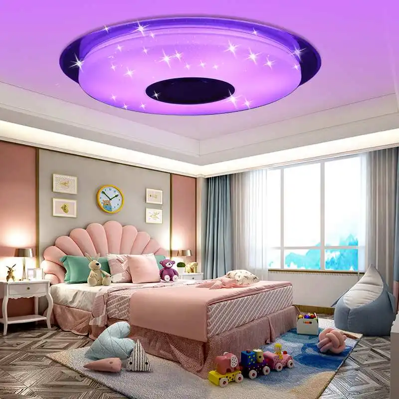 Luces LED de techo RGB regulables para teléfono inteligente lámpara de techo moderna con Control remoto por aplicación bluetooth y música para cocina, dormitorio y salón