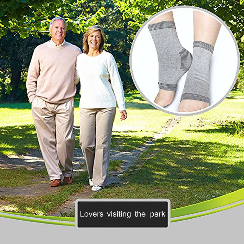 

Tcare 1 Pair Bamboo Charcoal Compression Ankle Brace Support Sleeve for Women & Men Running Soccer Arthritis Sprains Health Care