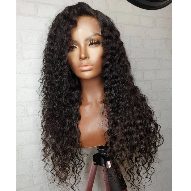 

26 Inch Long Kinky Curly 180%Density Synthetic Lace Front Wig for Black Woman With Babyhair Preplucked Glueless Heat Resistant
