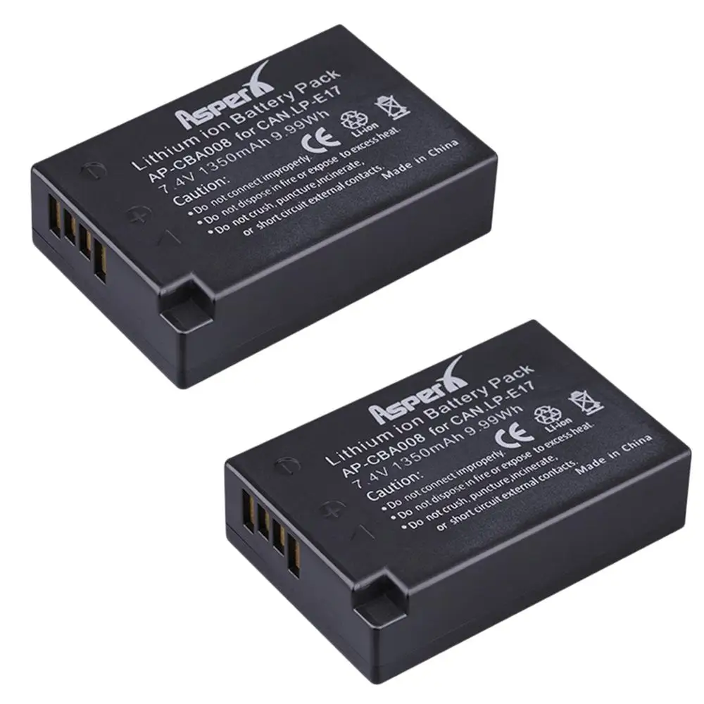 2 шт. 1350 мАч LP E17 светодиодный аккумулятор + встроенный USB двойное зарядное