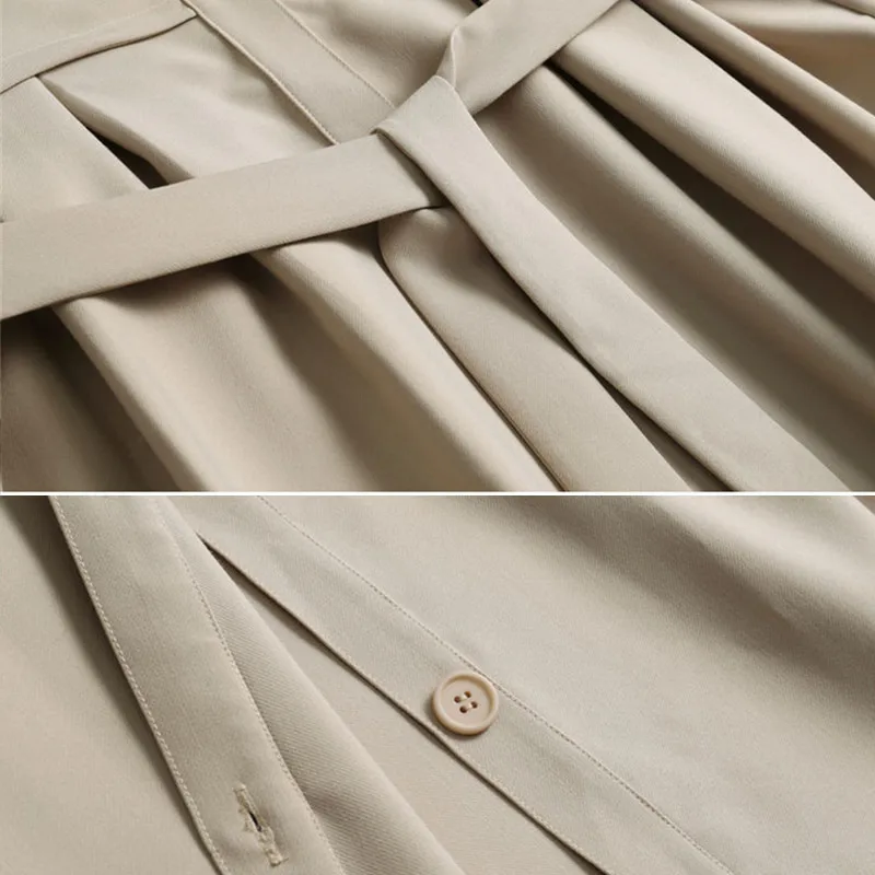 

Women Long Trench Coats Spring Summer Ladies Khaki Single-Breasted Belt British Style Casual Overcoats Windbreaker Abrigos Mujer