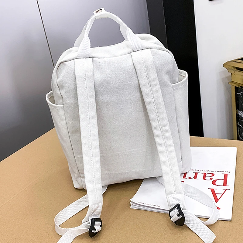 New Mochila Canvas Backpack Black White School Bags For Teenagers Backpacks Casual Rucksack Schoolbag |