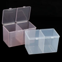 twin well empty grids portable storage case wipe pads cotton swab rods makeup tools container nails accessoires nail products