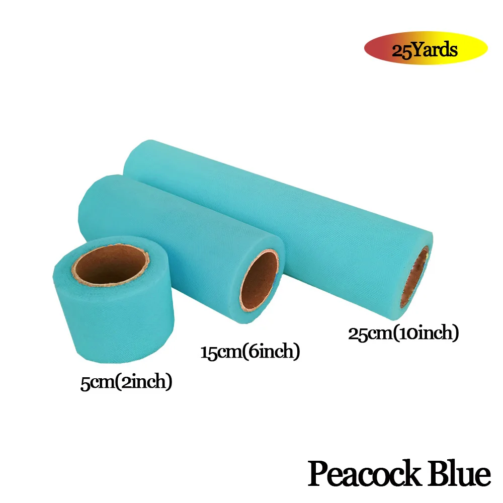 PEACOCK BLUE Фатиновая юбка-пачка из органзы в рулоне 5 см, 15 см, 25 см, розовый, синий цвет, Тюлевая юбка-пачка из органзы, вечерние украшения для девочек 25 лет - Цвет: PEACOCK BLUE