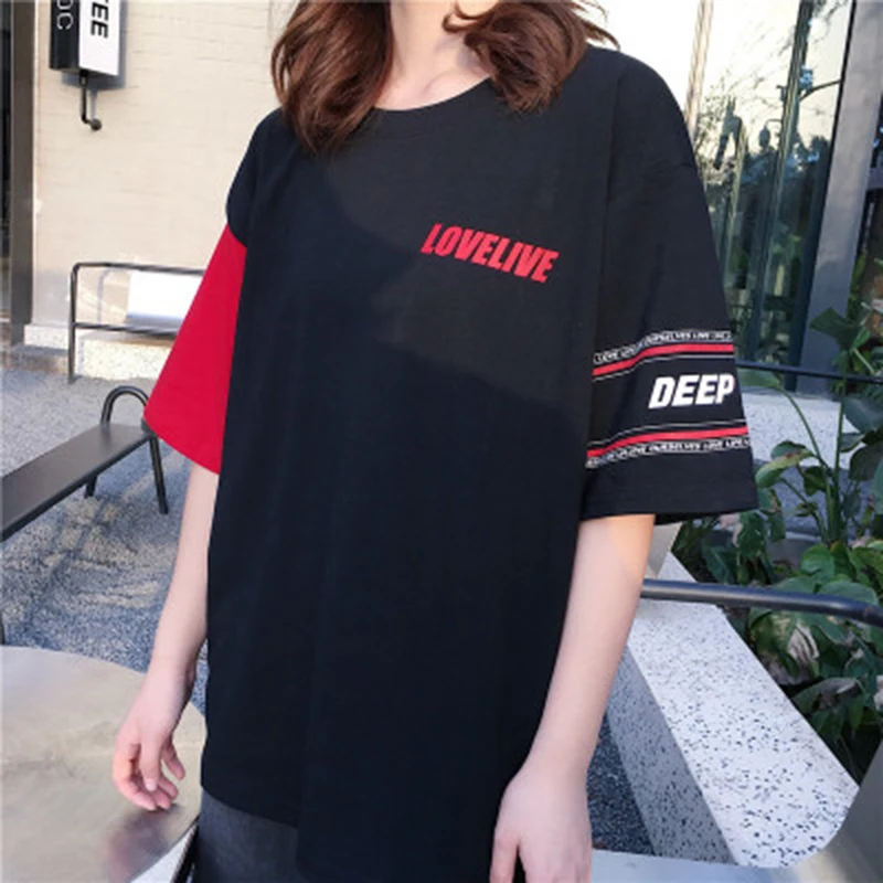 Женская футболка с короткими рукавами свободная в стиле Харадзюку надписью