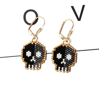 fairywoo skull earring miyuki beaded earrings for women jewelry new black skeleton wholesale earings fashion jewelry 2020