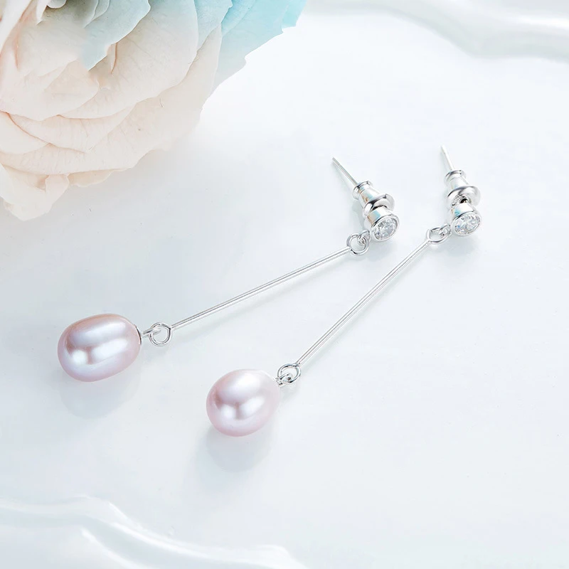 Серьги-подвески из серебра 925 пробы с искусственным жемчугом | Украшения и