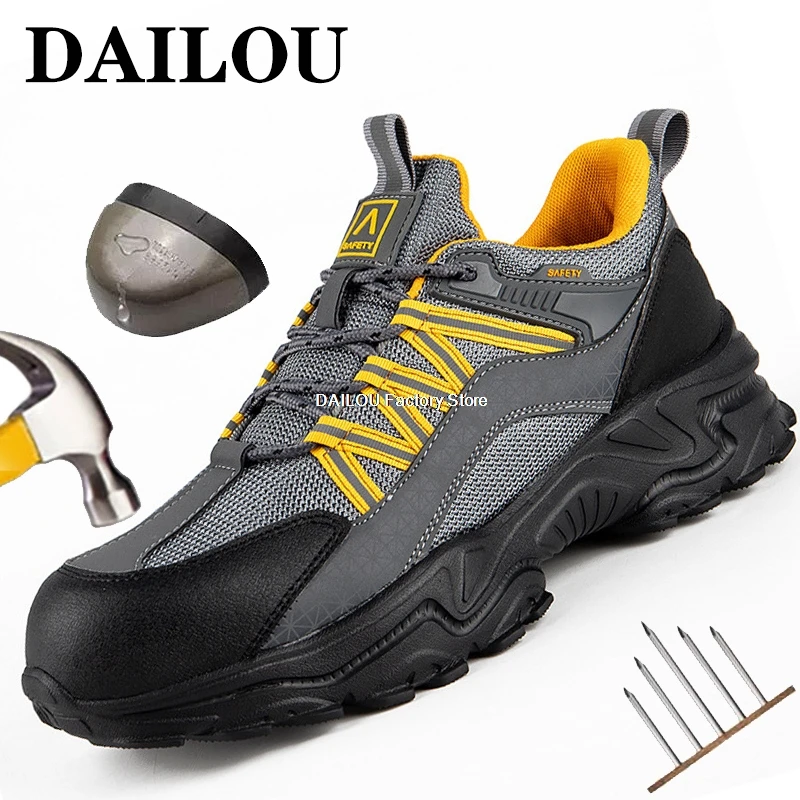 

New Safety Shoes For Men Indestructible Shoes Anti-smash And Anti-puncture Work Shoes Sneakers Men Boots Breathable Safety Boots