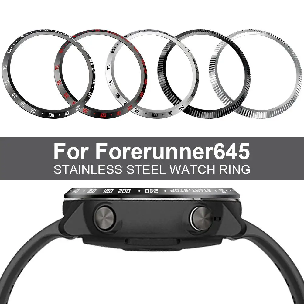 For Forerunner 645 Metal Protective Cover Ring Sculptured Time Units Round Watch Screen Protector Smart Bracelet Decoration |