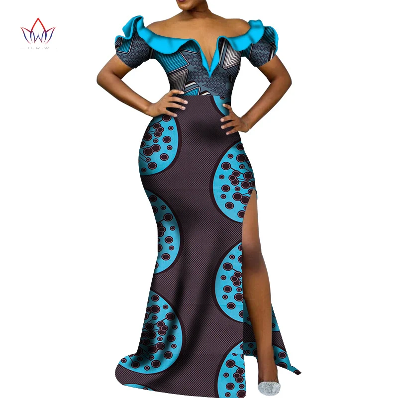 10 Vetement Femme Dashiki, африканские платья с v-образным вырезом для женщин, повседневные Свадебные вечерние африканские платья с коротким рукавом, Анкара, длинное платье swy5297 - Цвет: 10