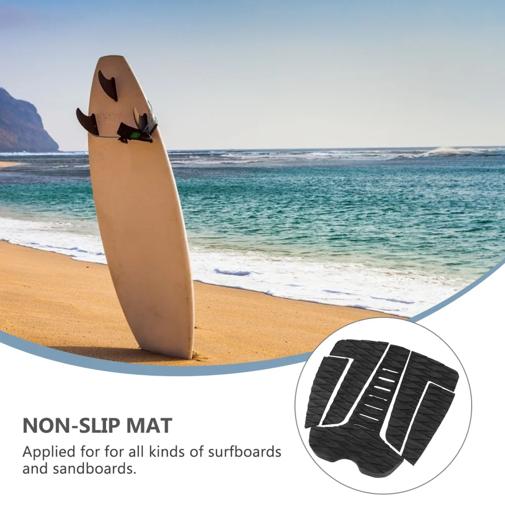 

1 Set 5pcs EVA Surfboard Traction Pads Surfing Tail Pads Anti-Slip Pads (Black)