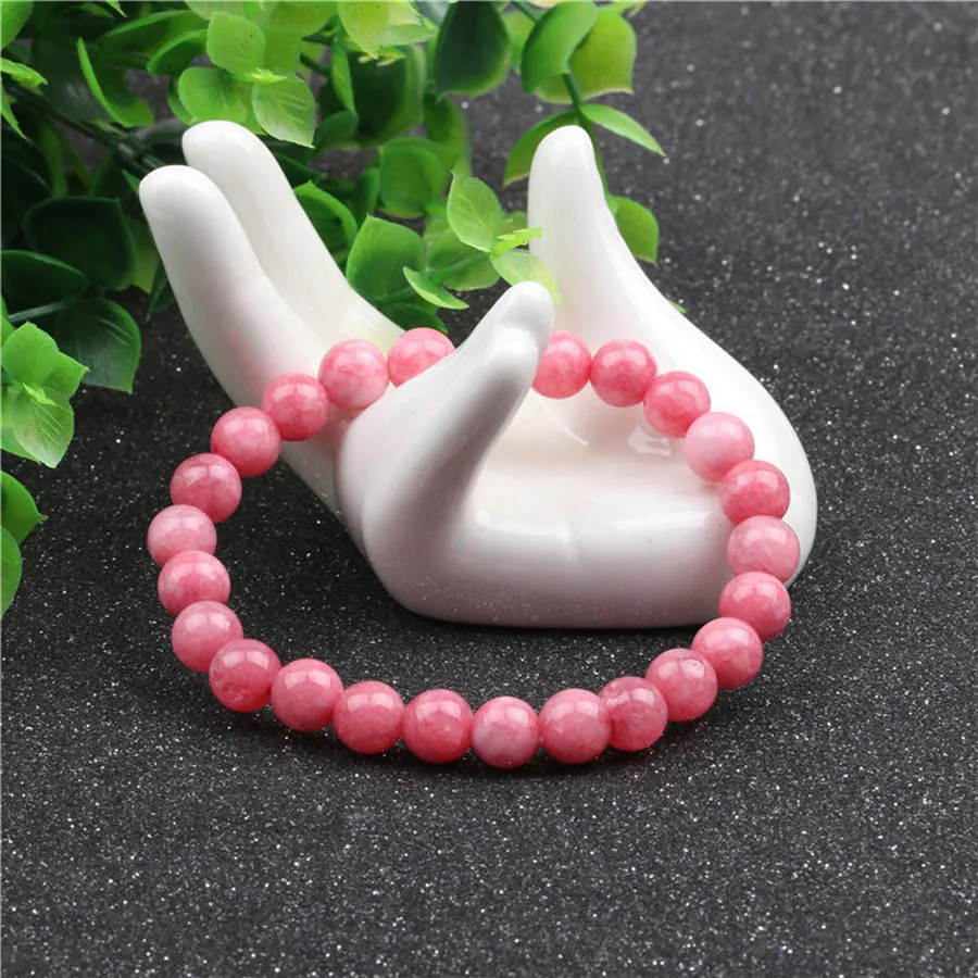 Rhodochrosite Чакра браслет из бисера для мужчин 8 мм натуральный камень Лава Рок тигровый глаз черный ониксовый матовый бусины из лечебных камней стрейч Шарм Йога женщин ювелирные изделия - Окраска металла: Rhodochrosite