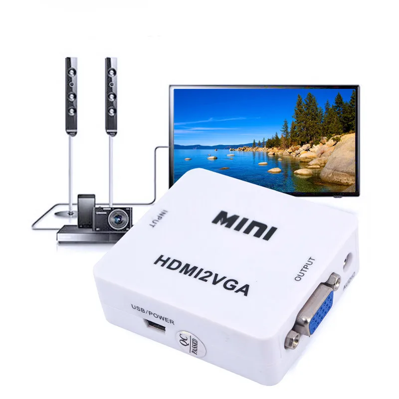 MINI HDMI в VGA конвертер оригинальный HD 1080P с 3 5 мм адаптером для видеобокса Xbox360 ПК DVD PS3