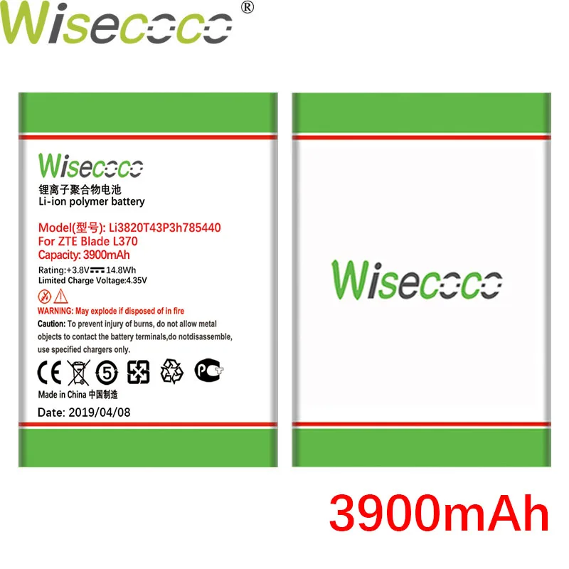 Wisecoco Li3820T43P3h785440 3900 мАч аккумулятор для zte Blade L370 Blade L2 Plus аккумулятор высокого качества+ отслеживающий номер