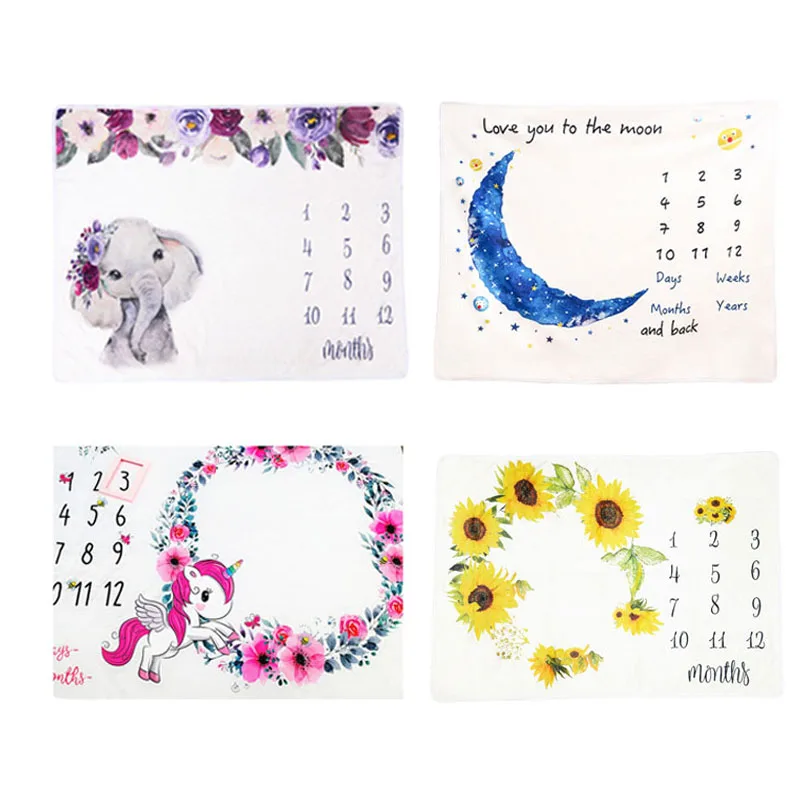 Детское одеяло мягкая фланелевая ткань для сна купания и Ползания месяц рождения