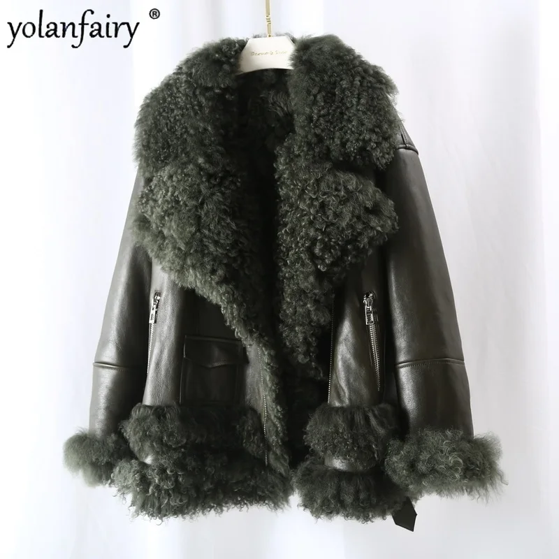 Пальто из натурального меха зимняя одежда женская куртка овчины женское теплое